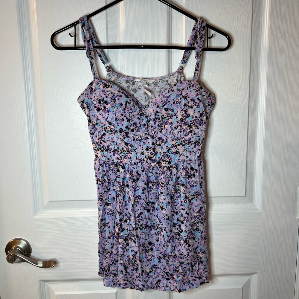 Women’s Large Kirra Purple Floral Adjustable Tank Top